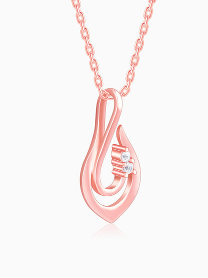 Rose Gold Cute Drop Pendant With Link Chain
