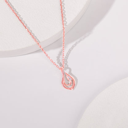 Rose Gold Cute Drop Pendant With Link Chain