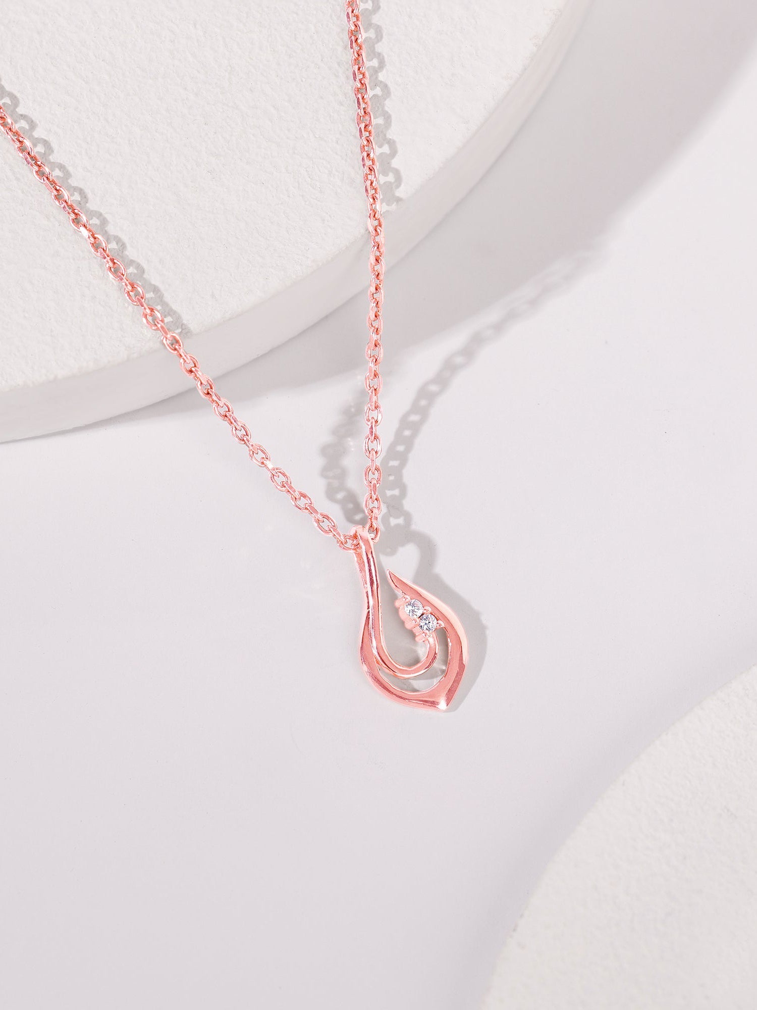 Rose Gold Cute Drop Pendant With Link Chain