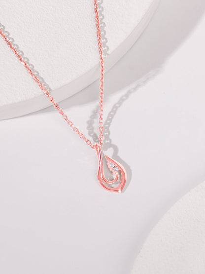 Rose Gold Cute Drop Pendant With Link Chain