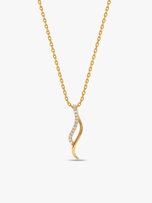 Golden Curvy Shine Pendant With Link Chain
