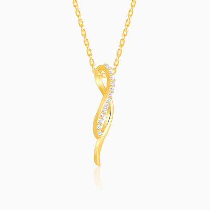 Golden Curvy Shine Pendant With Link Chain
