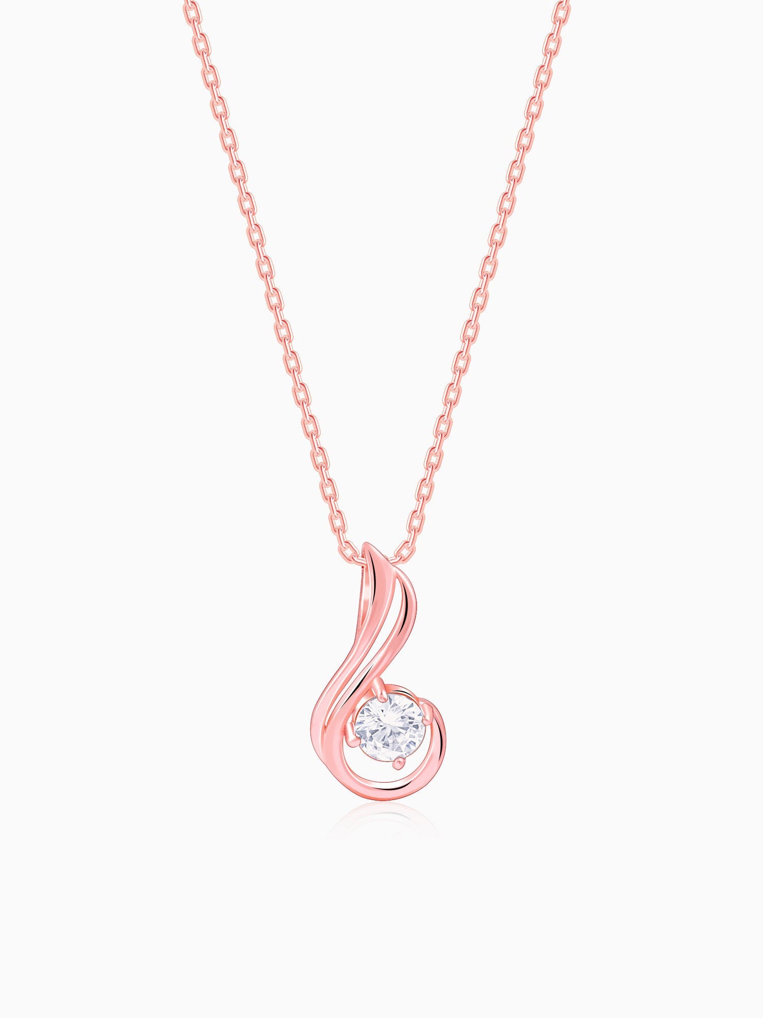 Rose Gold Classic Swirl Pendant With Link Chain