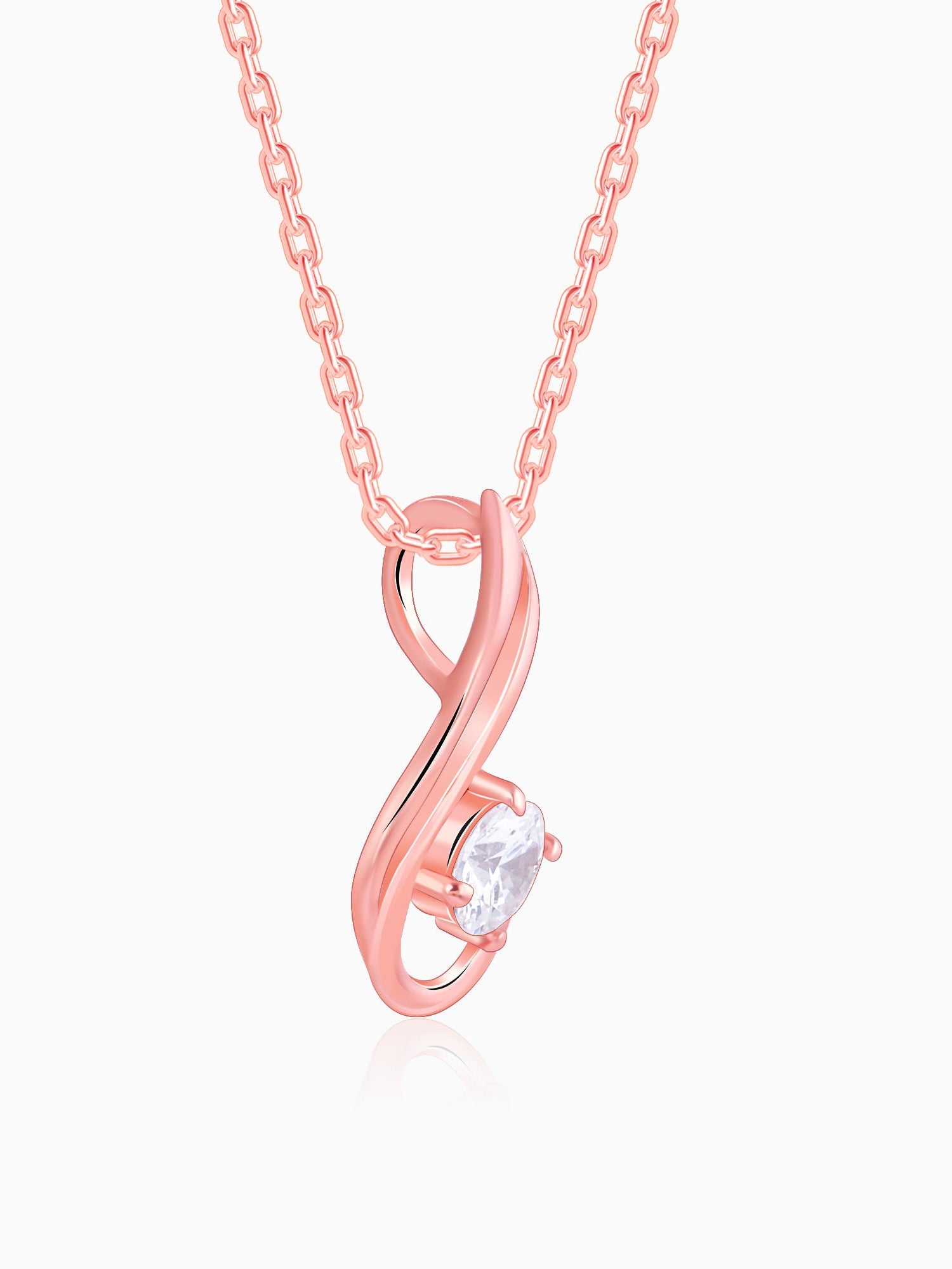 Rose Gold Classic Swirl Pendant With Link Chain