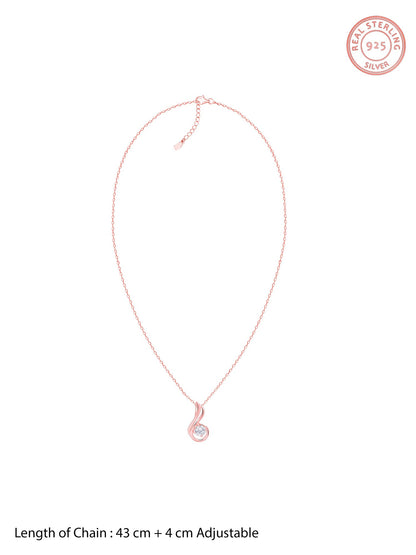 Rose Gold Classic Swirl Pendant With Link Chain