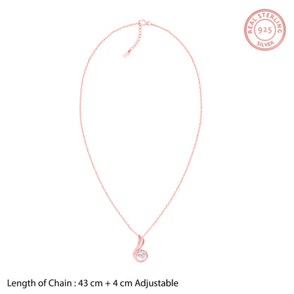 Rose Gold Classic Swirl Pendant With Link Chain