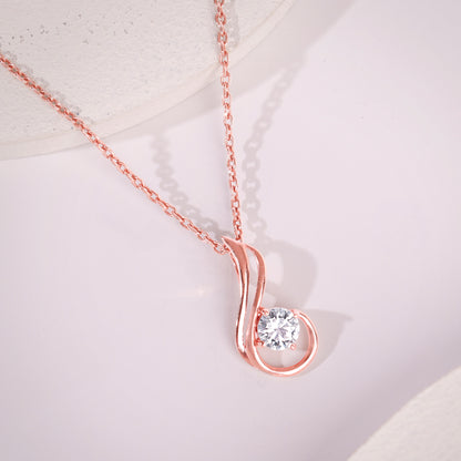 Rose Gold Classic Swirl Pendant With Link Chain