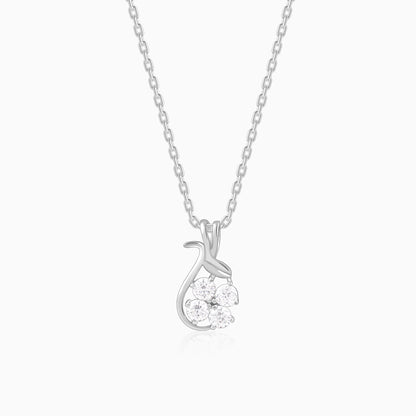 Silver Floral Hug Pendant With Link Chain