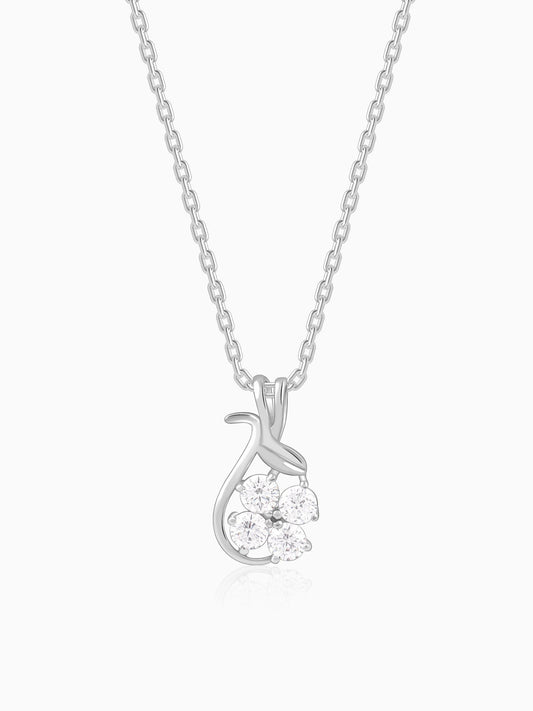Silver Floral Hug Pendant With Link Chain