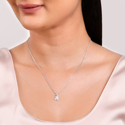 Silver Floral Hug Pendant With Link Chain