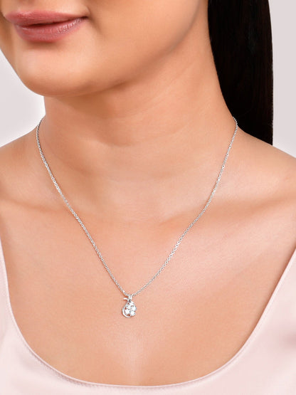 Silver Floral Hug Pendant With Link Chain