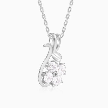 Silver Floral Hug Pendant With Link Chain