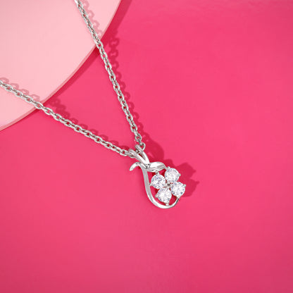 Silver Floral Hug Pendant With Link Chain