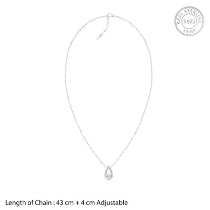 Silver Pretty Drop Pendant With Link Chain