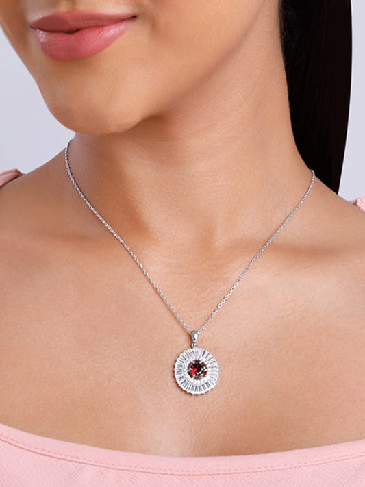 Silver Fleur Pendant With Link Chain
