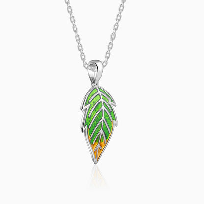 Silver Heavenly Leaf Pendant With Link Chain