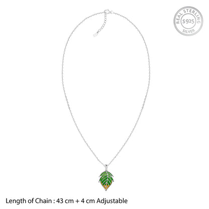 Silver Heavenly Leaf Pendant With Link Chain