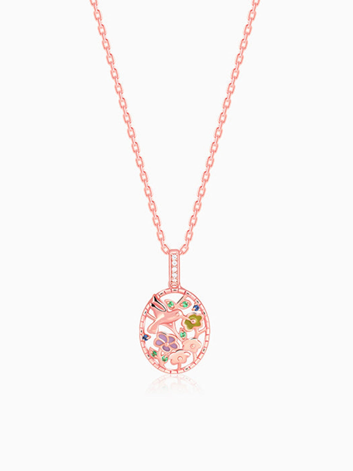 Rose Gold Love Of Nature Pendant With Link Chain