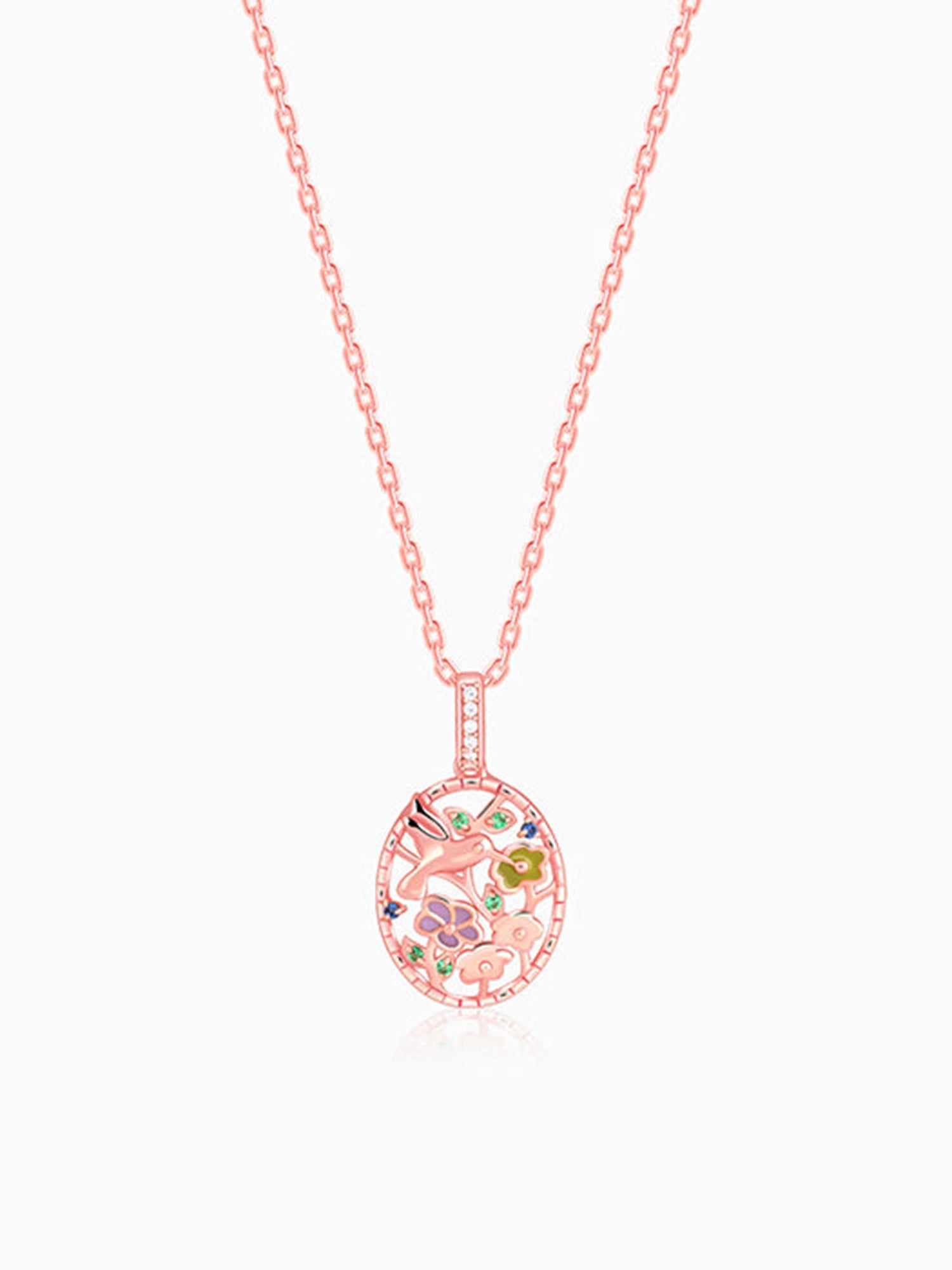 Rose Gold Love Of Nature Pendant With Link Chain