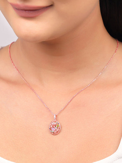 Rose Gold Love Of Nature Pendant With Link Chain