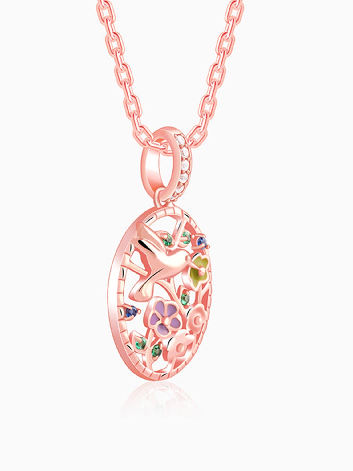 Rose Gold Love Of Nature Pendant With Link Chain