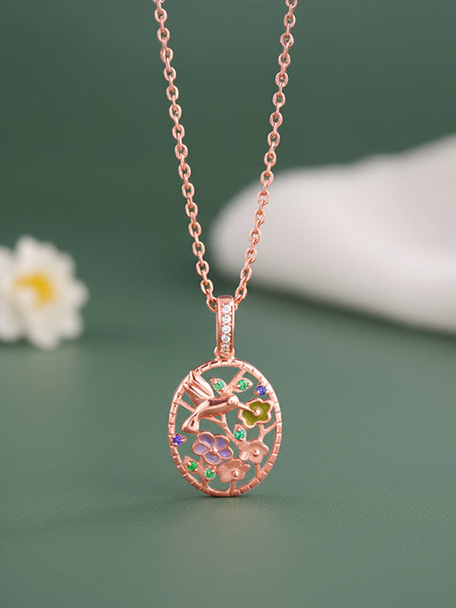Rose Gold Love Of Nature Pendant With Link Chain