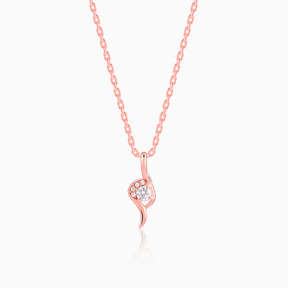 Rose Gold Cute Swirl Pendant With Link Chain