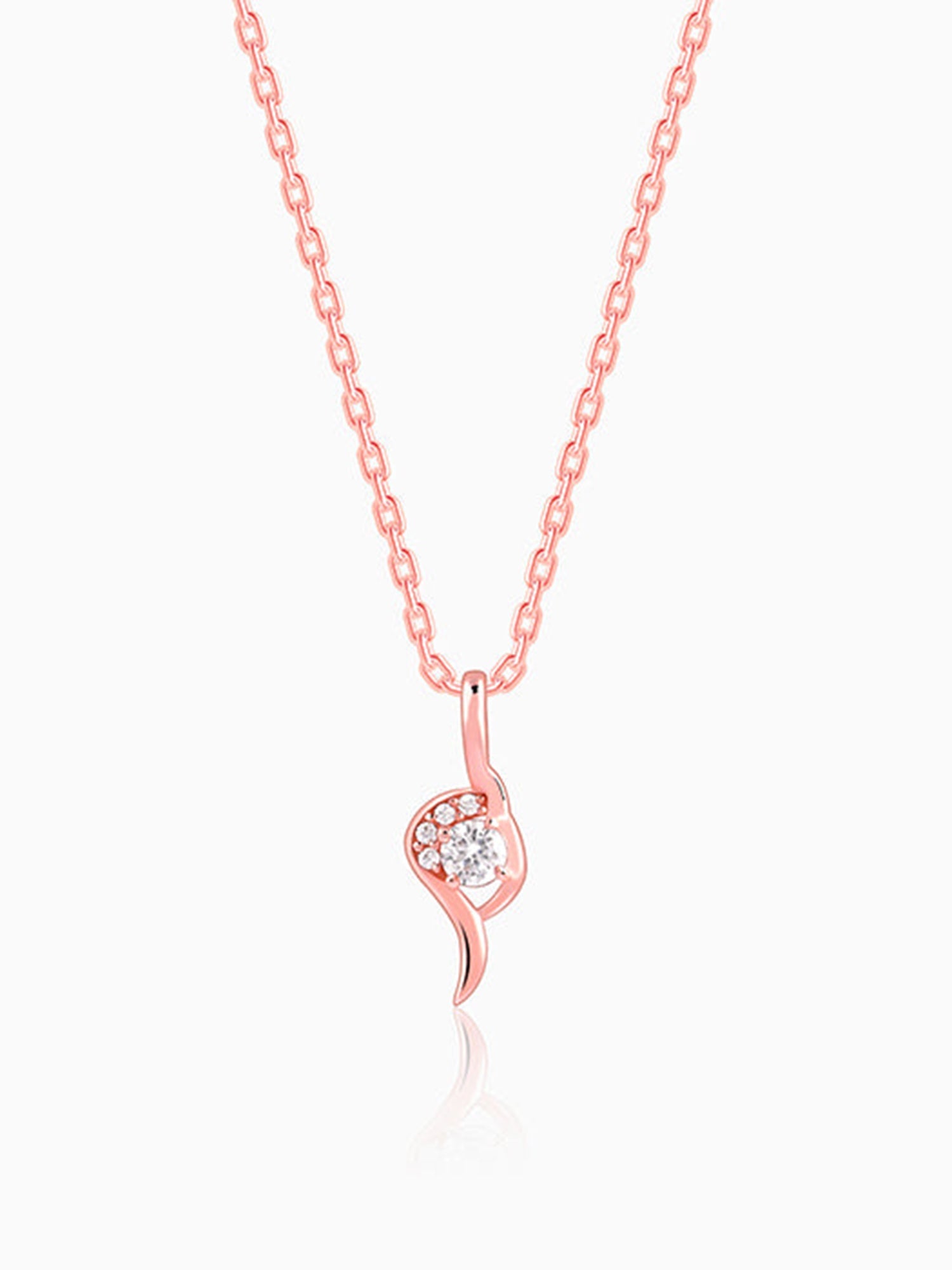 Rose Gold Cute Swirl Pendant With Link Chain