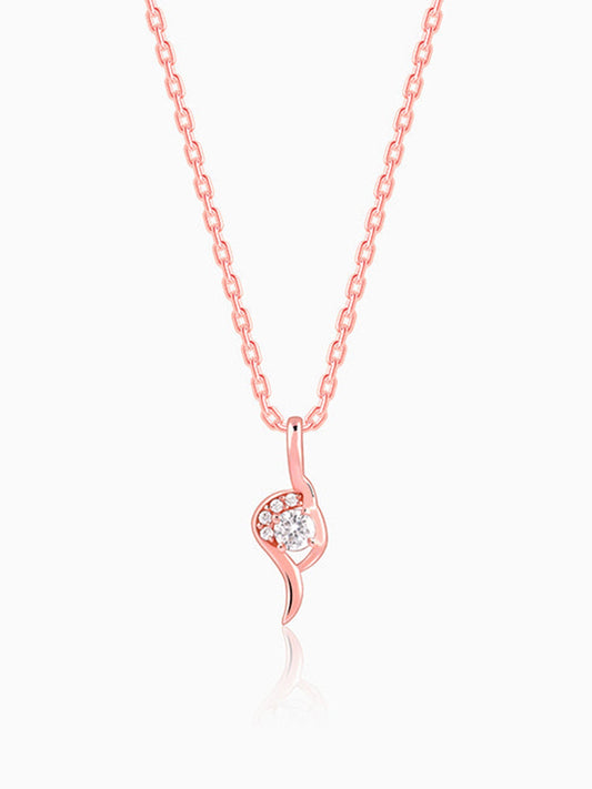 Rose Gold Cute Swirl Pendant With Link Chain