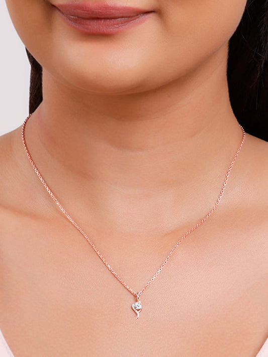 Rose Gold Cute Swirl Pendant With Link Chain