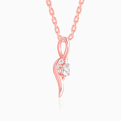 Rose Gold Cute Swirl Pendant With Link Chain