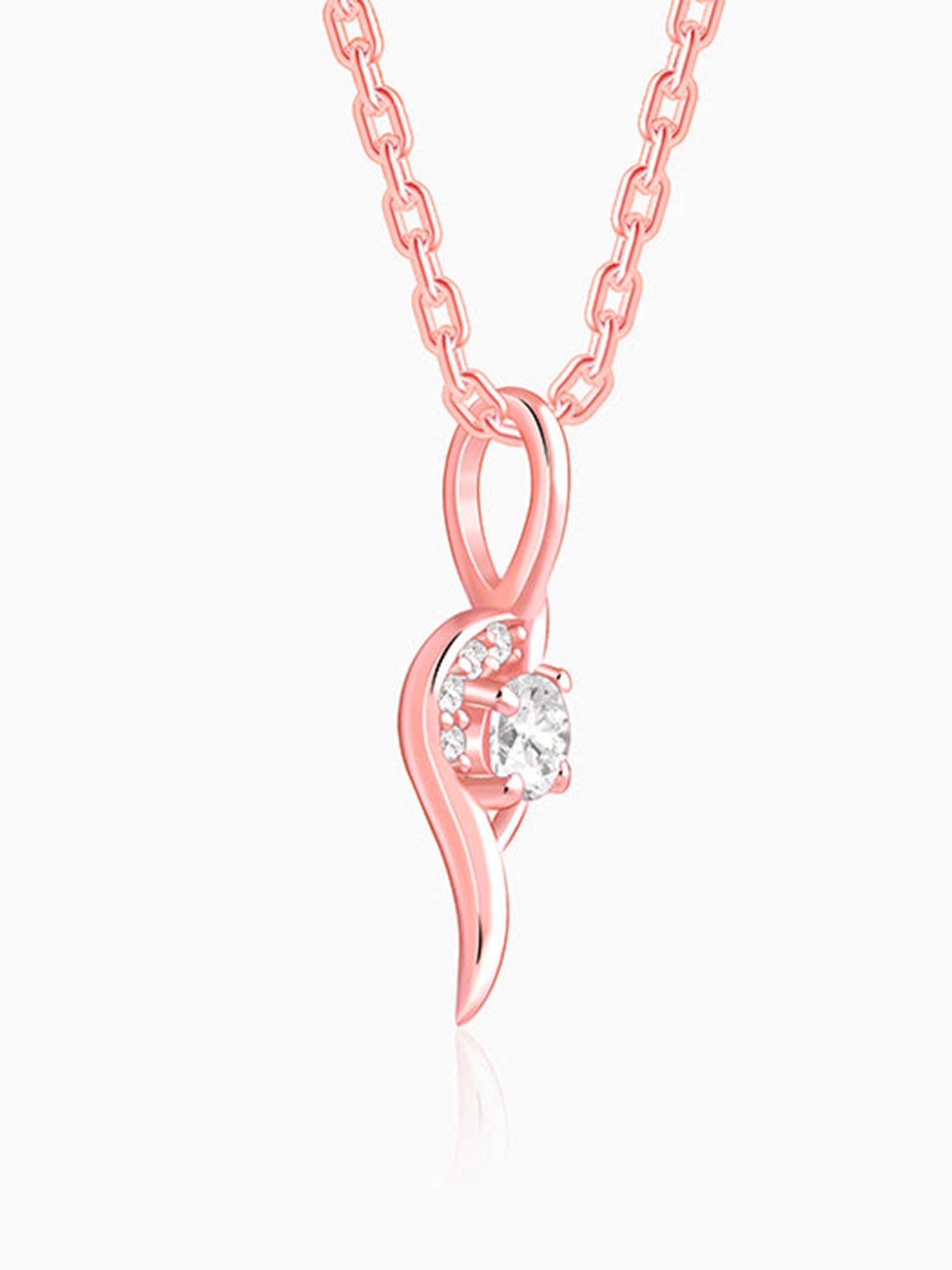 Rose Gold Cute Swirl Pendant With Link Chain