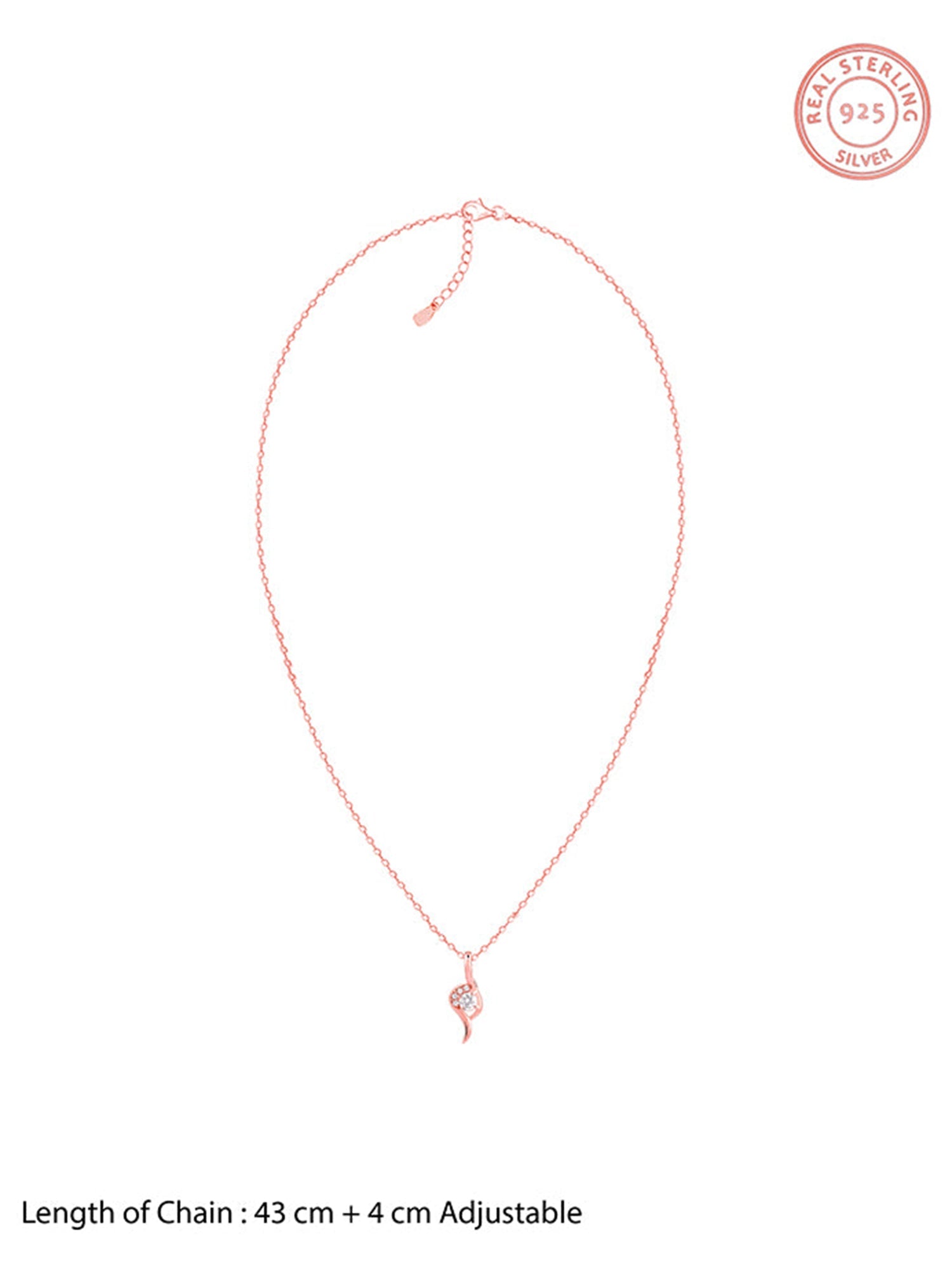 Rose Gold Cute Swirl Pendant With Link Chain