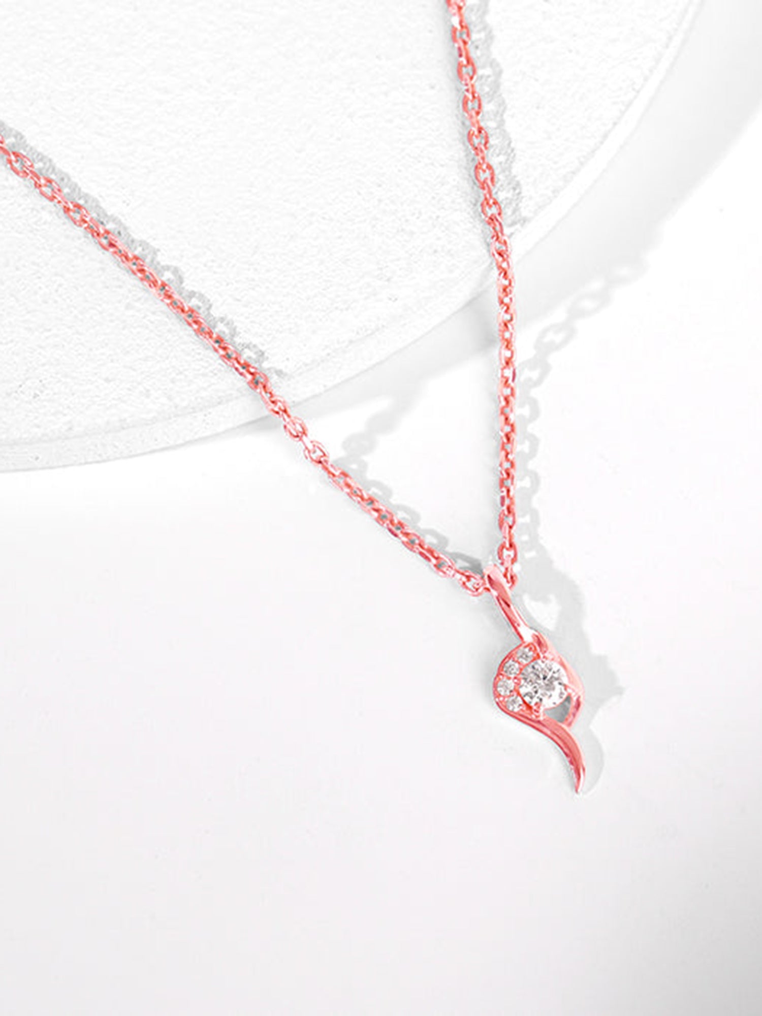 Rose Gold Cute Swirl Pendant With Link Chain