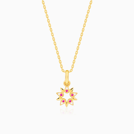 Golden Amaryllis Pendant With Link Chain