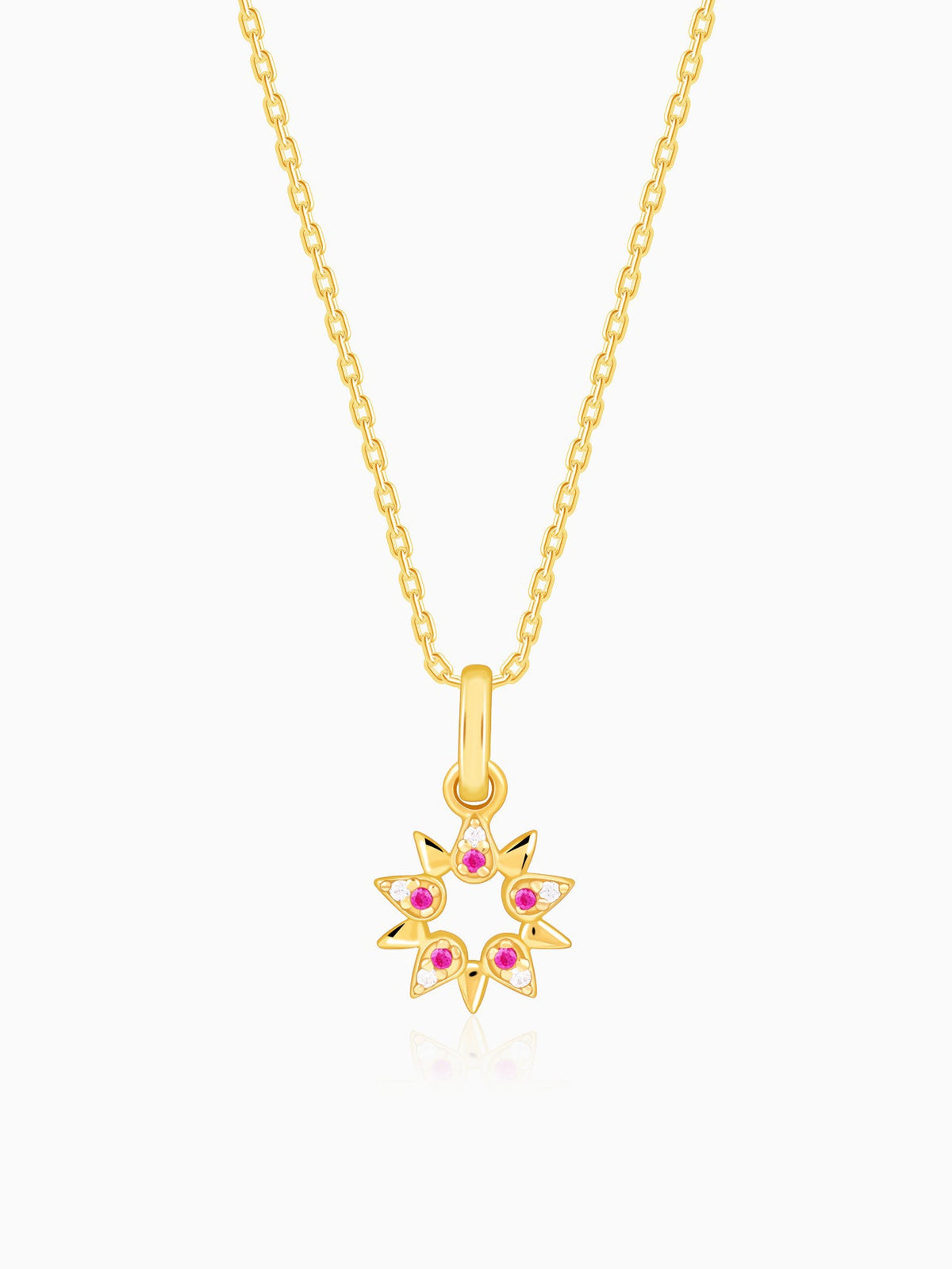 Golden Amaryllis Pendant With Link Chain