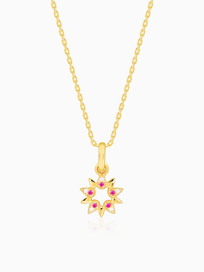 Golden Amaryllis Pendant With Link Chain
