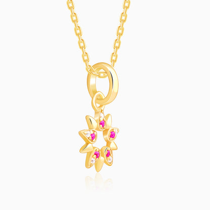 Golden Amaryllis Pendant With Link Chain