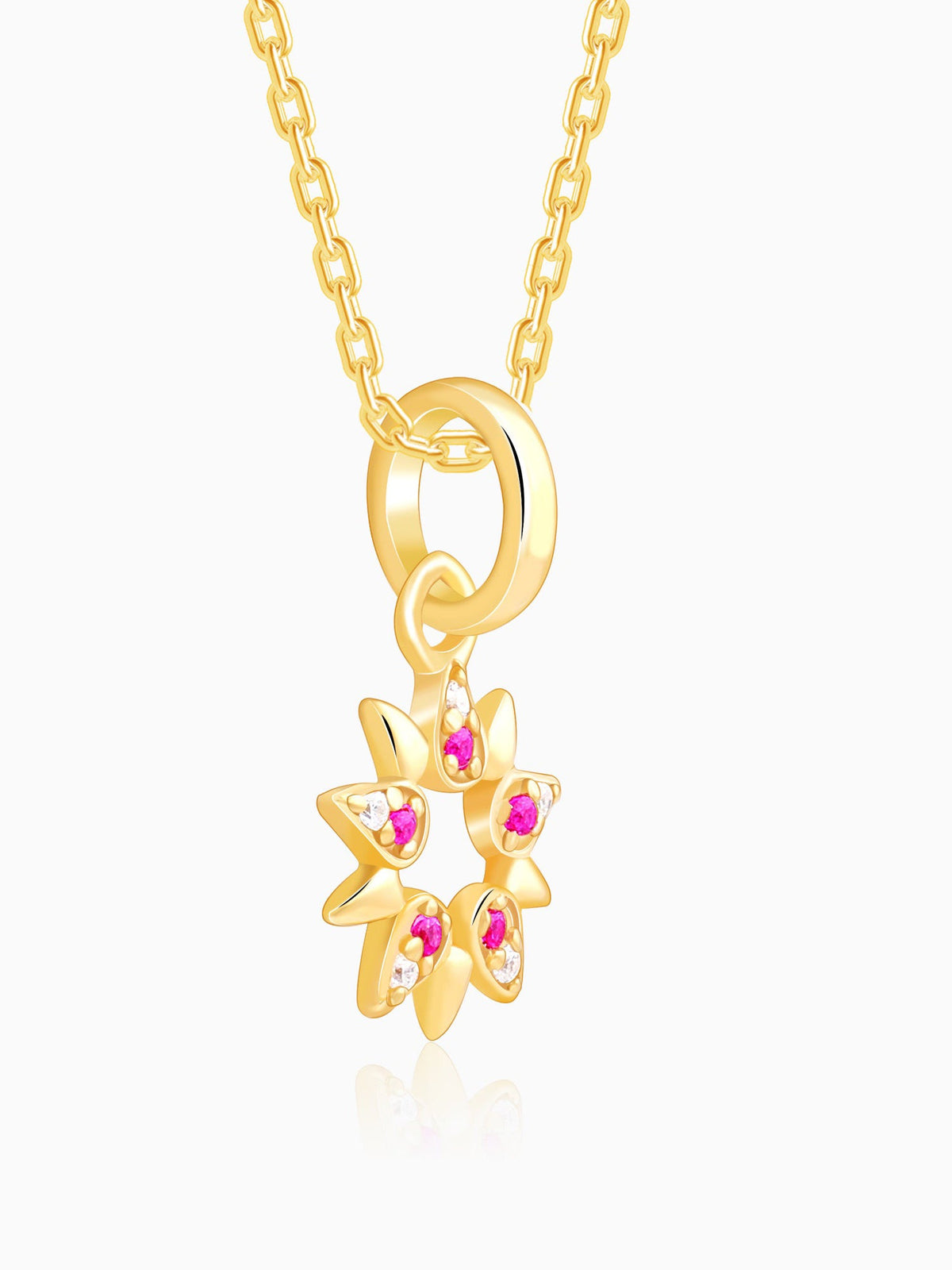 Golden Amaryllis Pendant With Link Chain