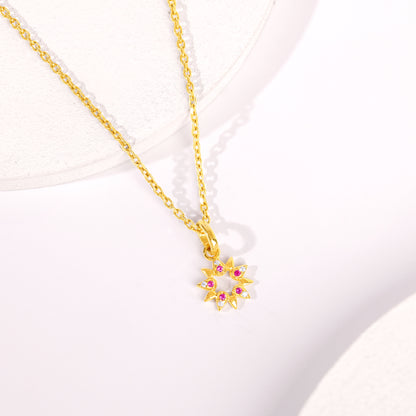 Golden Amaryllis Pendant With Link Chain