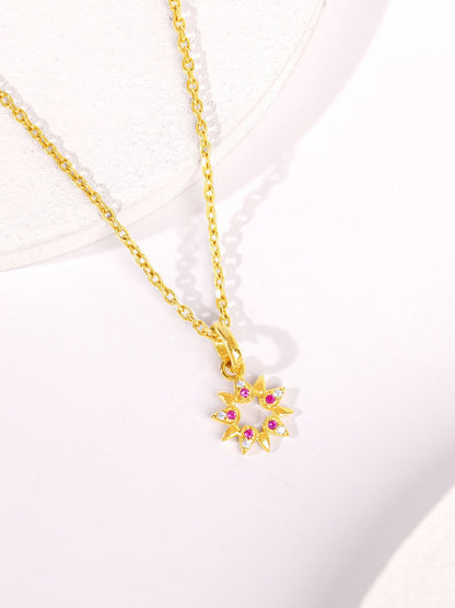 Golden Amaryllis Pendant With Link Chain