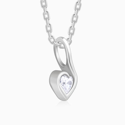 Silver Graceful Love Pendant With Link Chain