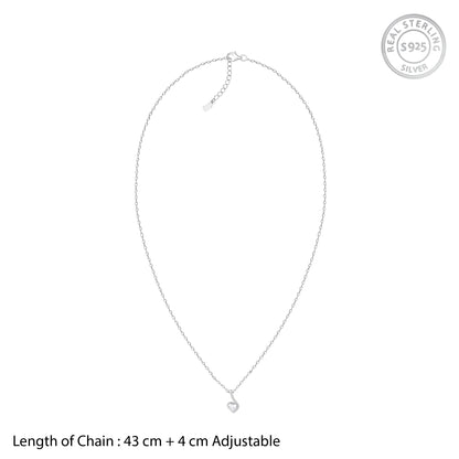 Silver Graceful Love Pendant With Link Chain
