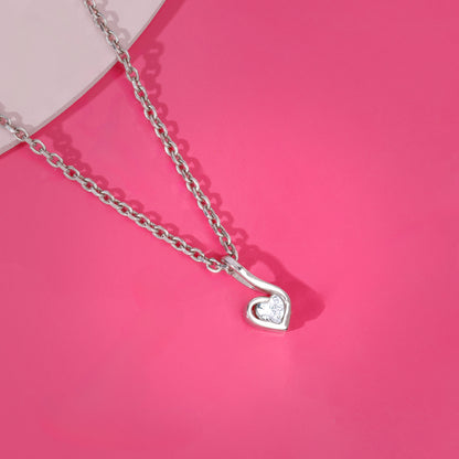Silver Graceful Love Pendant With Link Chain