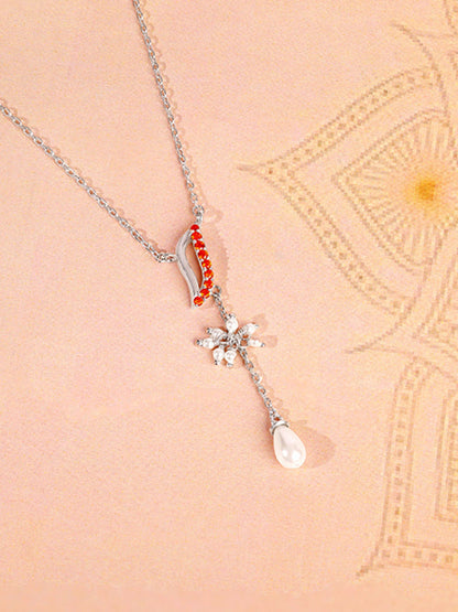 Silver Sekhmet Lariat Necklace