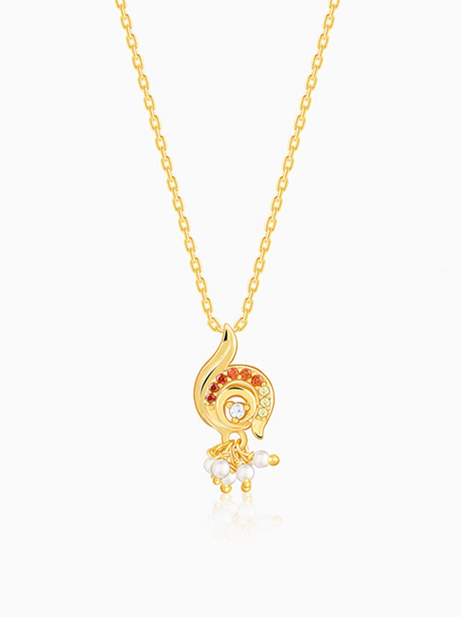 Golden Ambika Pendant With Link Chain