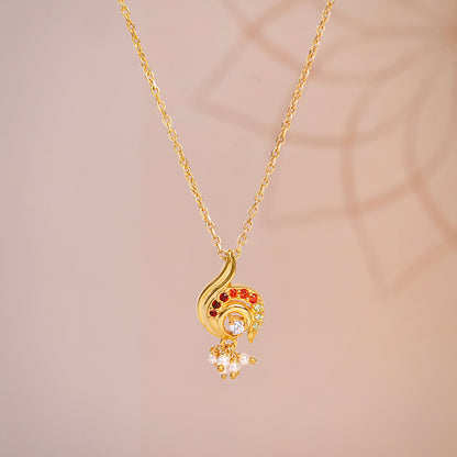 Golden Ambika Pendant With Link Chain