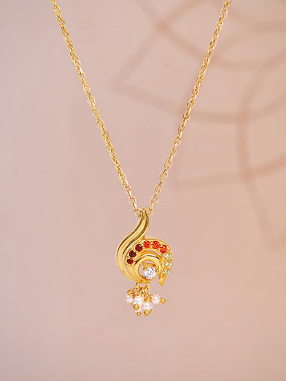 Golden Ambika Pendant With Link Chain