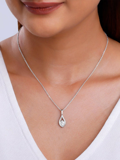 Silver Tear Drop Pendant With Link Chain
