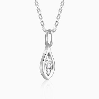 Silver Tear Drop Pendant With Link Chain